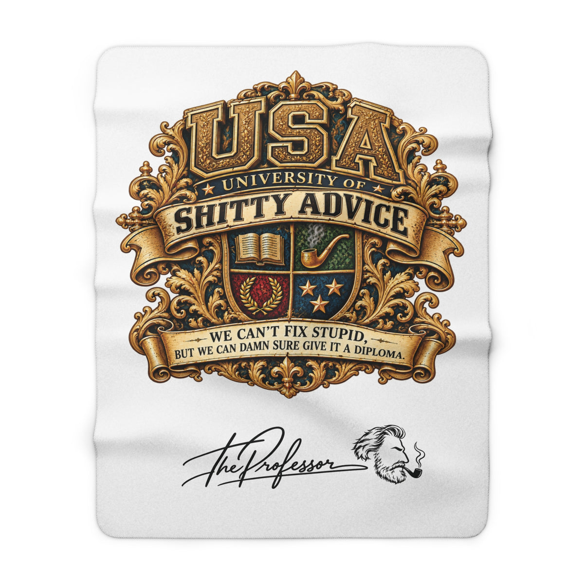 USA — University of Shitty Advice Signature Sherpa Fleece Blanket