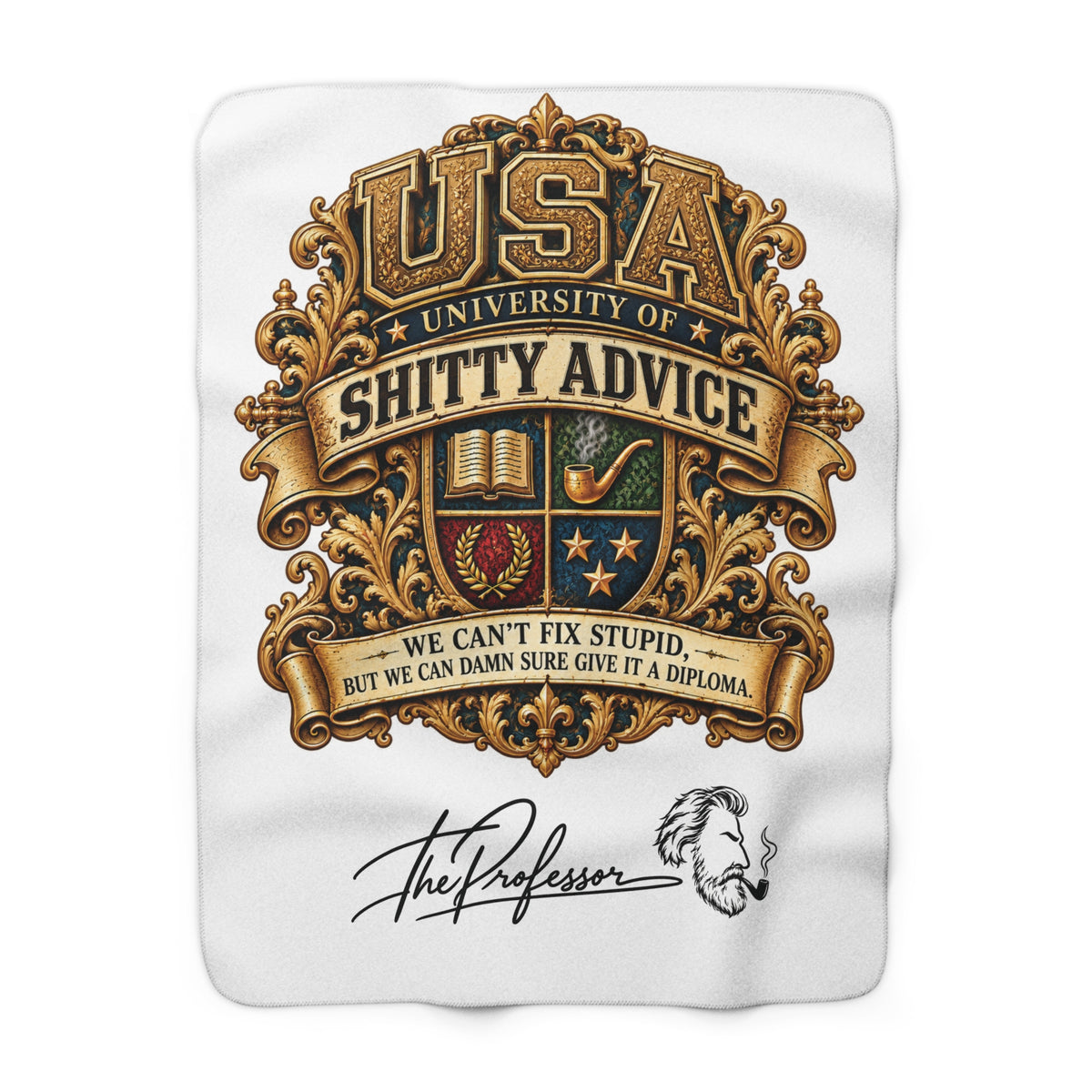 USA — University of Shitty Advice Signature Sherpa Fleece Blanket